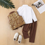 2-6T Kid Boys Bronzing Formal Wedding Suit 4 Pcs Set