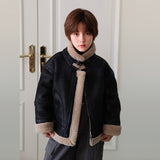 1-14T Kid Boy Girl Fur Integrated Jacket Leather Jacket Coats