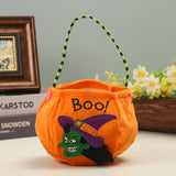 Embroidered Halloween Portable 3D Candy Pumpkin Lantern Bag Basket