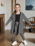 INS Jacket & Black Short Suspenders & Nine-point Pants Girls Three-piece Set