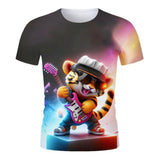 2-12T Kid Boy Personalized Rock Animal Series 3D Digital Printing Casual Short Sleeve T-Shirt
