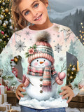 2-12T Kid Girl Cute Casual Fashion Christmas Print Long Sleeve T-shirt