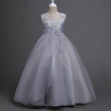 Kid Girl Flower Long Mesh Princess Birthday Show Dress