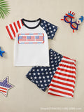 Baby Boy Girl Summer Independence Day Short T-Digital Printed 2 Pcs/set