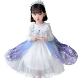 Kid Girl Winter Princess Elsa Long-sleeved Gradient Dresses
