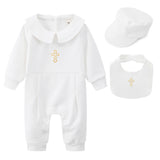 Baby Boy Cute Onesie White Formal Christ Baptism Set