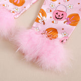 1-8T Kid Baby Girl Halloween  Pumpkin Print Pajamas 2 Pcs Set