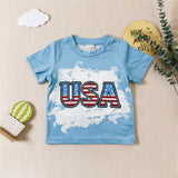 Baby Boy USA Independence Day Short Sleeve Ice Cotton Beach 2 Pcs/Set