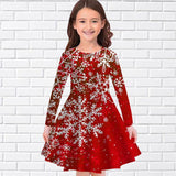 2-10T Kid Girls Round Neck Long-sleeved Casual Print Dresses