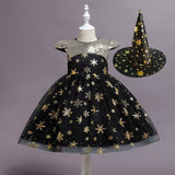 New Children's Clothing Children's Halloween Costume Girls Short Sleeve Sequins Princess Dress