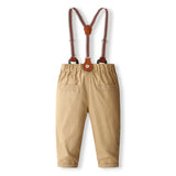 1-6Y Kid Baby Boys Plaid Overalls Autumn British Gentlemen Suits 4 Pcs Set
