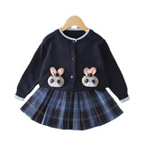 1-6T Kid Baby Girls Sweater Cartoon Rabbit Princess Knitted 2 Pcs Set