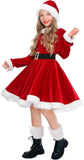 2-10T Kid Girl Red Christmas Costume Cospaly Party Anime Dresses