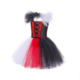 Halloween Black and White Witch Kuila Girl Dress Cosplay Dalmatian Puffy Gauze Dress