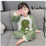 Kid Girl Autumn Winter Thickened Cute Coral Velvet Warm Flannel Pajamas