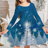 Princess Dress Girls Skirt New Swing Dress Christmas Long Sleeve Crew Neck Skirt