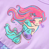 Kid Girl Long Sleeve Crew Neck Mermaid Mesh Dresses