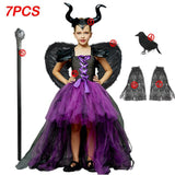 Halloween Feather Shoulder Kids Dress Festive Cosplay Costume