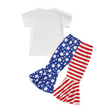 Independence Day Kid Baby Girl American Flag Flared Party 2 Pcs Set