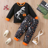 1-6Y Kid Baby Boy Girl Halloween Full Print Loungewear Pajamas Suits 2 Pcs Set