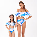 Family Matching Parent-child Bikini Ruffle Fringed Swimsuit