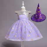 New Children's Clothing Children's Halloween Costume Girls Short Sleeve Sequins Princess Dress