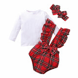 Baby Girl Spring Autumn Pure Cotton Round Neck Suspender 3 Pcs Sets