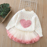 1-6T Kid Baby Girls Princess Tutu Autumn Winter Suits 2 Pcs Set