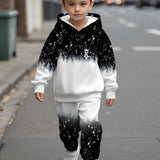 1-8Y Baby Kid Boys Hooded Fashion Trend Gradually Starry Sky Suit 2 Pcs Set