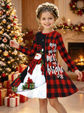 3-12Y Kid Girl Christmas  Autumn Winter Long-sleeved  3D Print Dresses