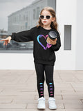 INS Girls 2-piece Set & Love Butterfly Print Long Sleeve Sweater Tights Outdoor Leisure Sports