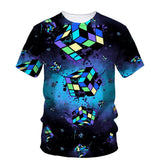 Kid Boy Rubik Cube 3D Digital Printing Casual Short-sleeved T-shirt