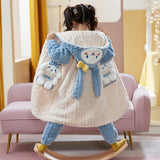 Kid Girl Coral Fleece Pajamas Autumn Winter Thick Flannel Bathrobe