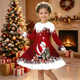 3-12Y Girls Long Sleeve 3D Printed New Year Dress