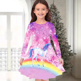 2-10T Kid Baby Girl Fashionable Foreign Pony Poly Print Cute Casual Dresses