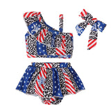 Kid Baby Girl Summer Swimsuit Ruffle Leaf Split Ins Swimwear 3 Pcs/set