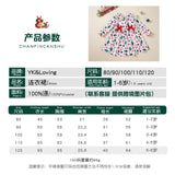 Girls Dress Christmas Elements Long Sleeve Printed Bow Baby Skirt Party Dress