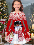 2-10T Kid Girl Christmas Long Sleeve Fashion Casual 3D Print Dresses