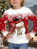 2-12T Kid Girl Cute Casual Fashion Christmas Print Long Sleeve T-shirt