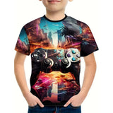 Kid Boy Gamepad 3D Printed Summer Fashion Short Sleeves T-shirt Tops