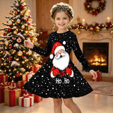3-12Y Girls Long Sleeve 3D Printed New Year Dress