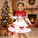 3-12Y Kid Girl Christmas Autumn Long-sleeved 3D Printing Dresses