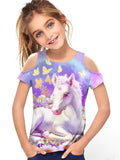 Kid Girl Fashion Off Shoulder T-shirt