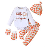 Baby Halloween Letter Printing Pumpkin 4 Pcs Sets