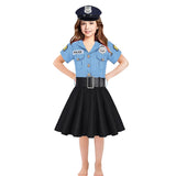 3-10Y Kid Girl Halloween Police Uniform Suit Multiple Pcs Set