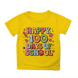Kid Girl Boy 100 Days of School Print Round Neck Short Sleeve T-shirt Tops