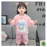 Kid Girl Autumn Winter Thickened Cute Coral Velvet Warm Flannel Pajamas