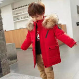 4-14T Kid Boy Girl Fur Collar Parker Padded Jacket Coats