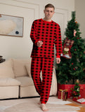 Family Matching Red and Black Plaid Christmas Parent-child Loungewear Pajamas