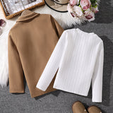 Kid Boy Casual Korean Knit Single-breasted Long-sleeve Blazer Coats